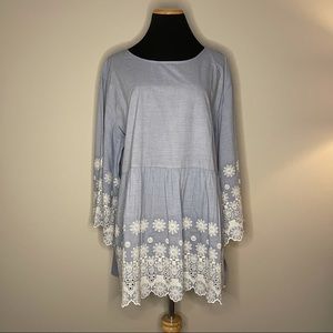 Blue With White Embroidery Sweet Magnolia Dress